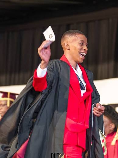 Graduate celebrating during a ceremony
